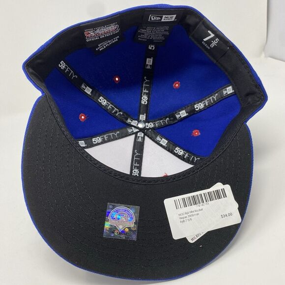 New Era Worcester‎ Red Sox 59FIFTY Size 7 5/8 MiLB Fitted Hat Blue White Rocket - Picture 7 of 8